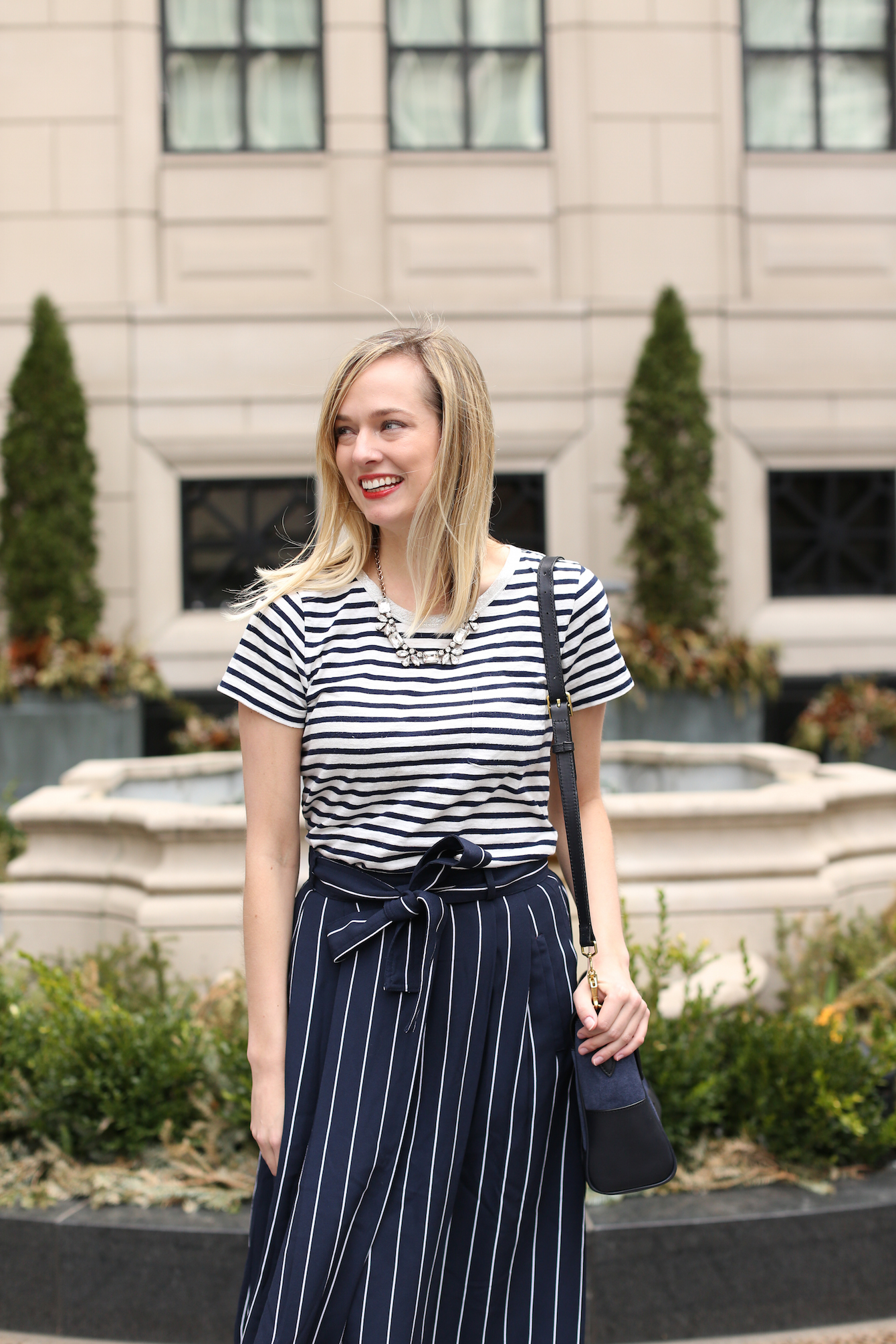 Banana Republic Navy Striped Skirt-32