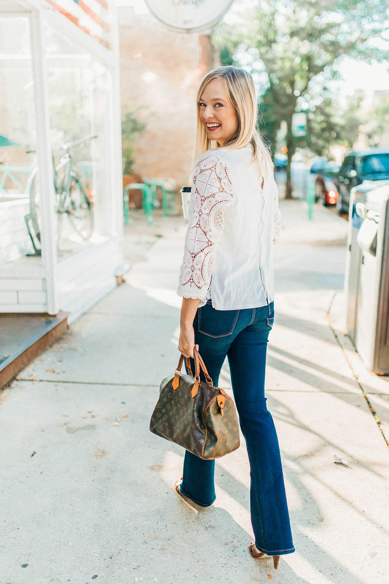 Feeling Like Fall: Anthropologie White Lace Top | Charmingly Styled